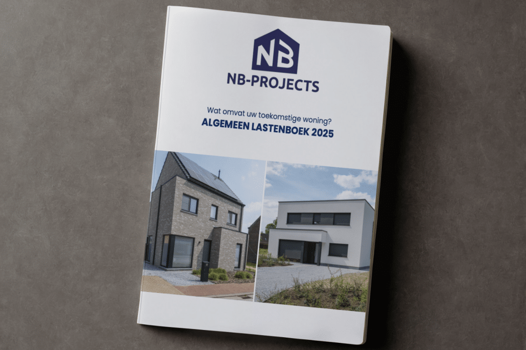 Het algemeen lastenboek van NB-Projects met daarop twee gerealiseerde nieuwbouwwoningen.
